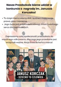 plakat Janusz Korczak z dziećmi