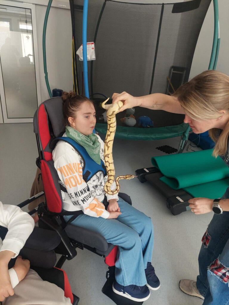 dziewczynka ogląda gada